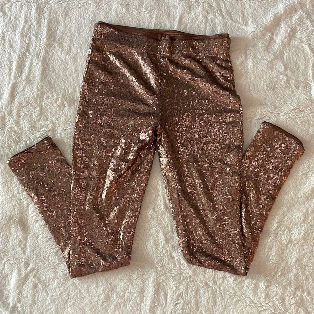 Brown Shimmering Sequin Leggings